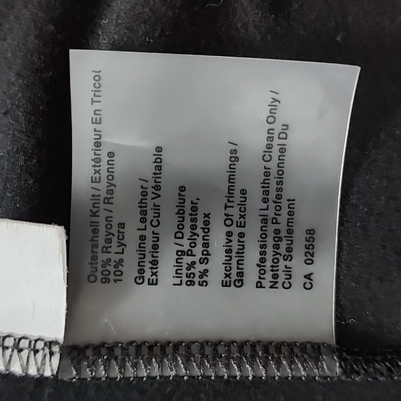 Danier Women's Black Italian Leather Jersey Wrap Waterfall Cardigan Size 2XS - Picture 9 of 12